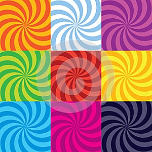 Vector colour-burst spiral swirl collection