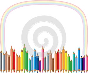 Vector colour pencil set background border frame border card