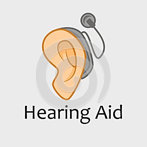 Vector Coloured Cochlear or Auditory brainstem Hearing Aid Implants Icon