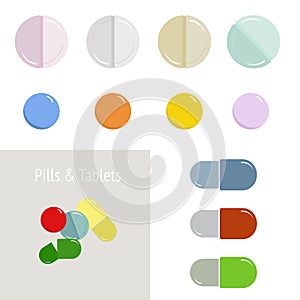 Vector coloured pills isolated on a white background