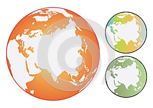 Vector coloured world globes