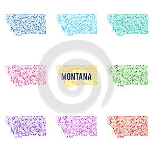 Vector colourful dotted map of the state of Montana.