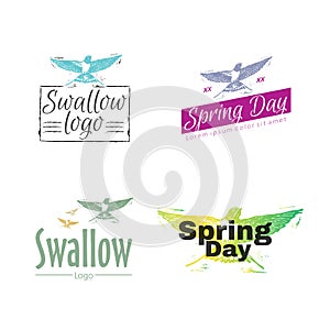 Vector colourful logo set with bird.