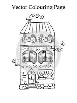 Vector colouring page with a house