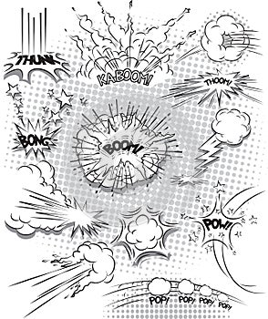 Vector comic book explosion bubbles