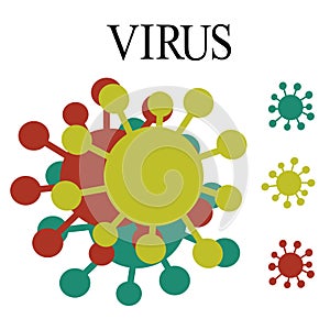 Vector common human virus or bacteria close up isolated on white background