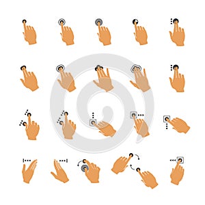 Vector common touchscreen hand gestures set