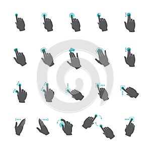 Vector common touchscreen hand gestures set