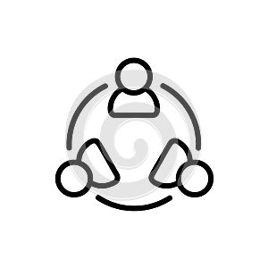 Vector community group people icon in flat monoline style. Logo symbol persons team partnership for web site design