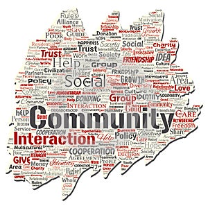 Vector community, social, connection word cloud