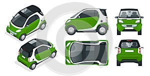 Vector compact smart car. Small Compact Hybrid Vehicle.