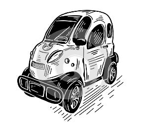 Vector compact smart car. Vehicles cartoon car isolated.