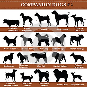 Vector companion dogs silhouettes 2