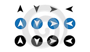 Vector compass icons of north, south, east and west direction. Map symbol. Arrow icon.