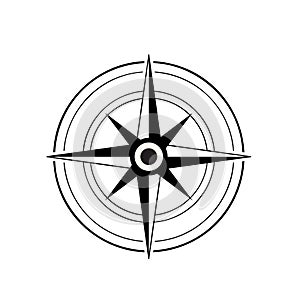 Vector compass rose with North, South, East and West indicated