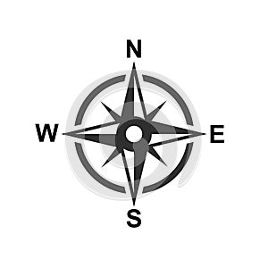 Vector compass rose with North, South, East and West, Isolated on white background