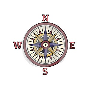 Vector compass rose on white background.