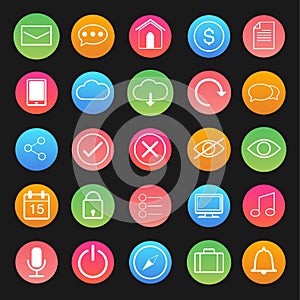 Vector of Computer and application icon set in white line