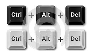 Vector computer keyboard buttons of Ctrl Alt Del