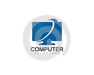 Vector computer and laptop repair logo template icon illustration