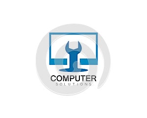 Vector computer and laptop repair logo template icon illustration