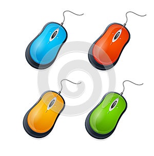 Vector computer mouse set isolated on white