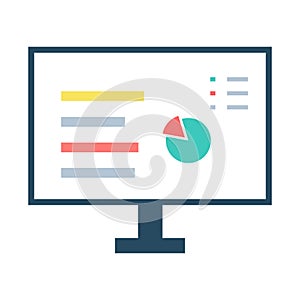Vector computer screen with data. Vector computer monitor with c