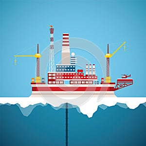 Vector concept of arctic oil and gas offshore industry