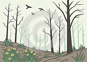 Nature Recovery After Wildfire Concept Art vector background photo
