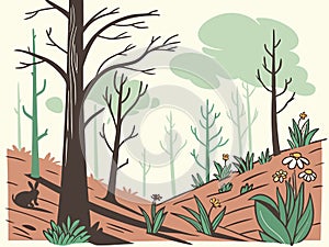 Nature Recovery After Wildfire Concept Art vector background photo