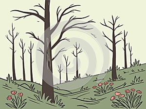 Nature Recovery After Wildfire Concept Art vector background photo