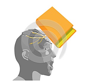 Vector concept of a book blowing up a brain