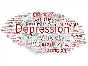 Vector concept conceptual depression or mental emotional disorder problem abstract word cloud