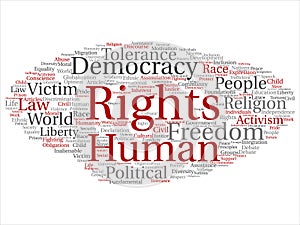 Vector concept or conceptual human rights political freedom, democracy abstract word cloud