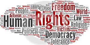 Vector concept or conceptual human rights political freedom, democracy abstract word cloud