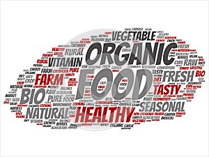 Vector concept conceptual organic food healthy bio vegetables abstract word cloud