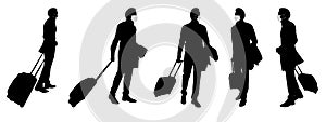 Vector concept conceptual  silhouette men travelling while social distancing