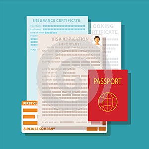 Vector concept of documents for visa application set