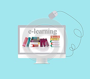 Vector concept of e-learning, distance online education