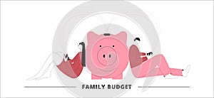 Vector concept in flat style. Replenishment of the family budget