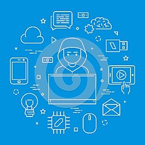 Vector concept of hacking and programming.