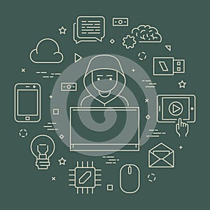 Vector concept of hacking and programming.