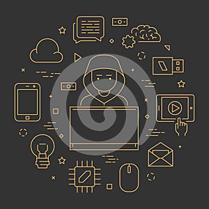 Vector concept of hacking and programming.