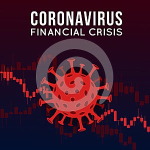 Vector concept illustration of impact of coronavirus on the stock exchange and global economy. Covid-19 virus causes market fall