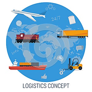 Vector concept of logistics global transportation