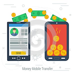 Vector concept mobile money transfering