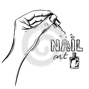 Vector concept of nail art on a white isolated background.