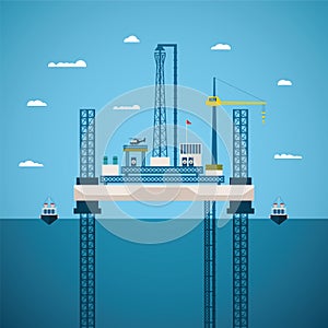 Vector concept of oil and gas offshore industry