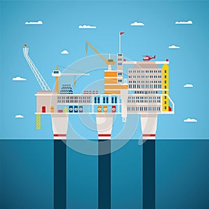 Vector concept of oil and gas offshore industry