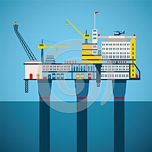 Vector concept of oil and gas offshore industry